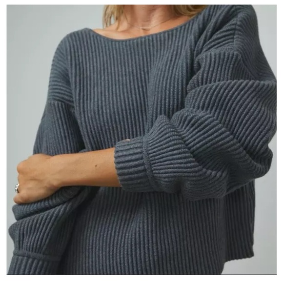 Lunya Cozy Cotton Silk Reversible Pullover - Restful Grey Heather - Small! - Picture 2 of 5